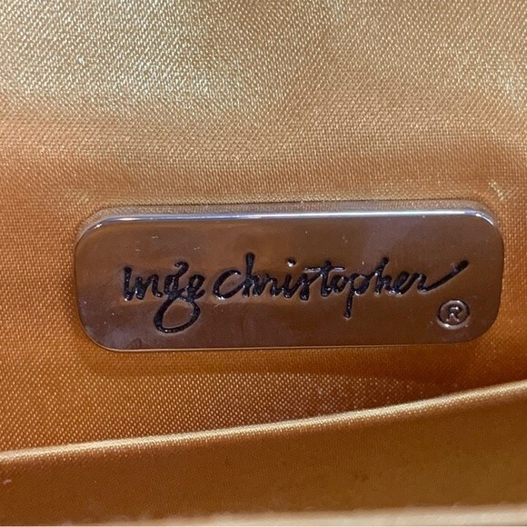 Inge Christopher Charlotte Filligree Black & Gold Leather Clutch - Picture 10 of 10